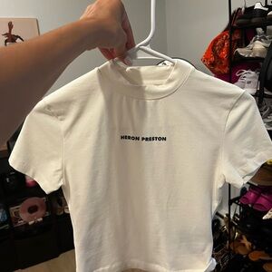 Heron Preston White Short Sleeve Tee Minimalist Design